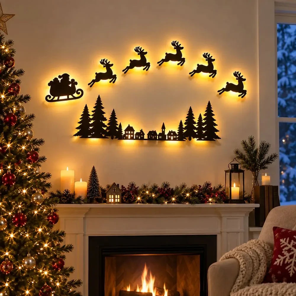 LED Glowing Reindeer Christmas Wall Decor