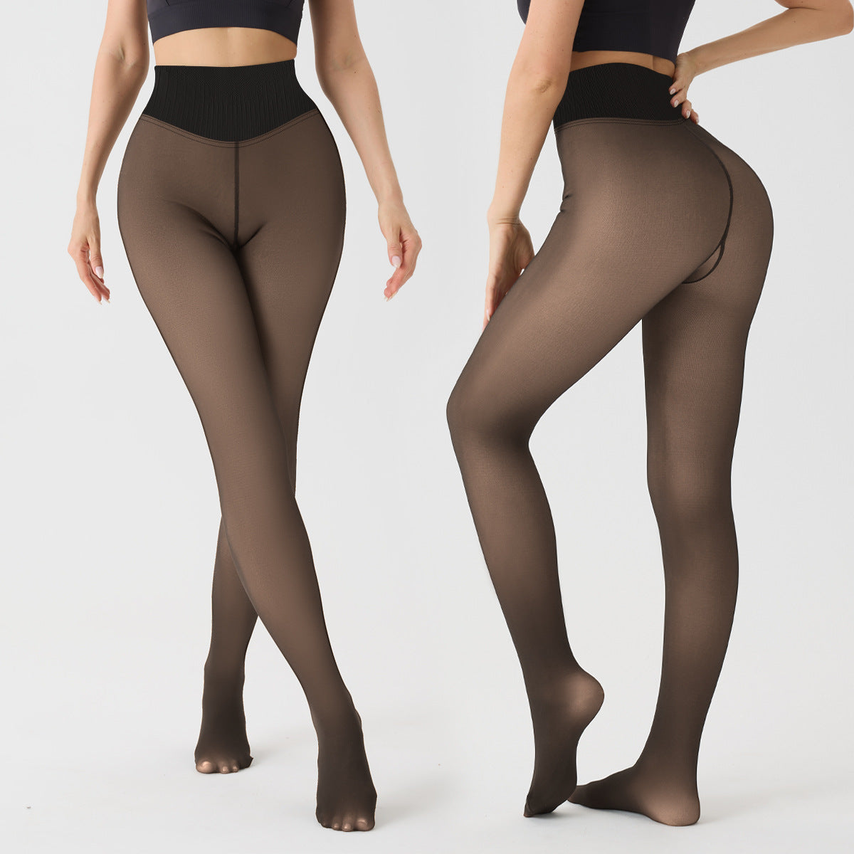 Fleece Lined High Waist Sheer Leggings