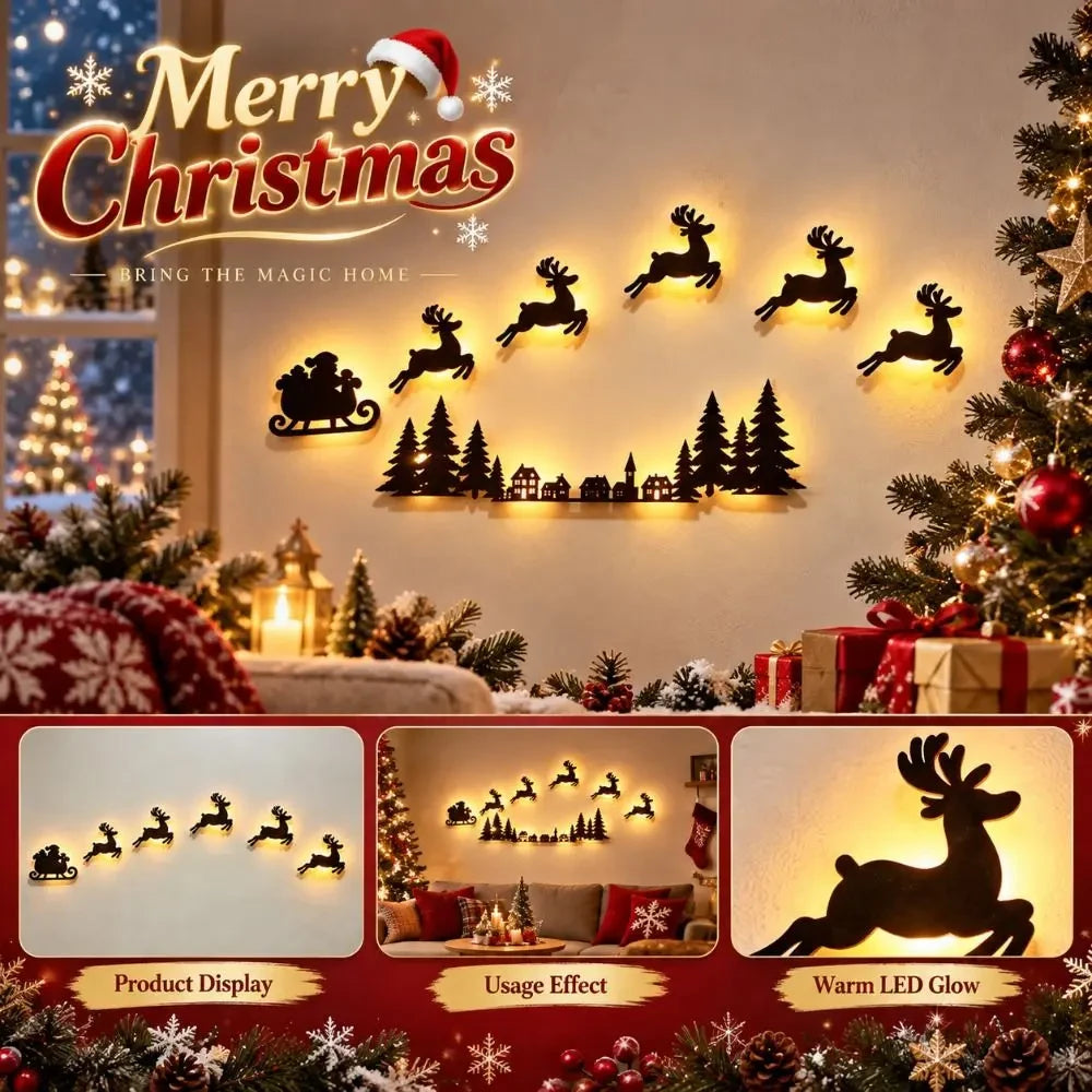 LED Glowing Reindeer Christmas Wall Decor